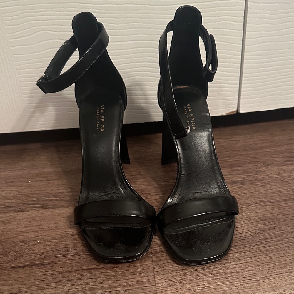 Via Spiga Black Strappy Heels